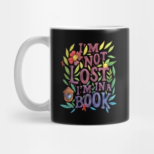 Quote "I'm not lost I'm in a book" lettering watercolour painting Mug